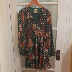 FARM Rio Green Long Sleeve Dress